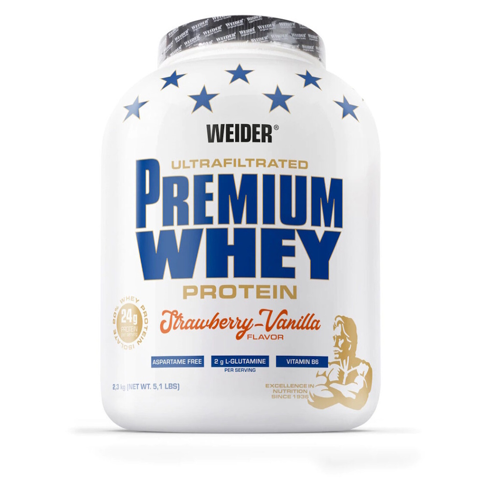 WEIDER Premium whey srvátkový proteín jahoda a vanilka 2300 g