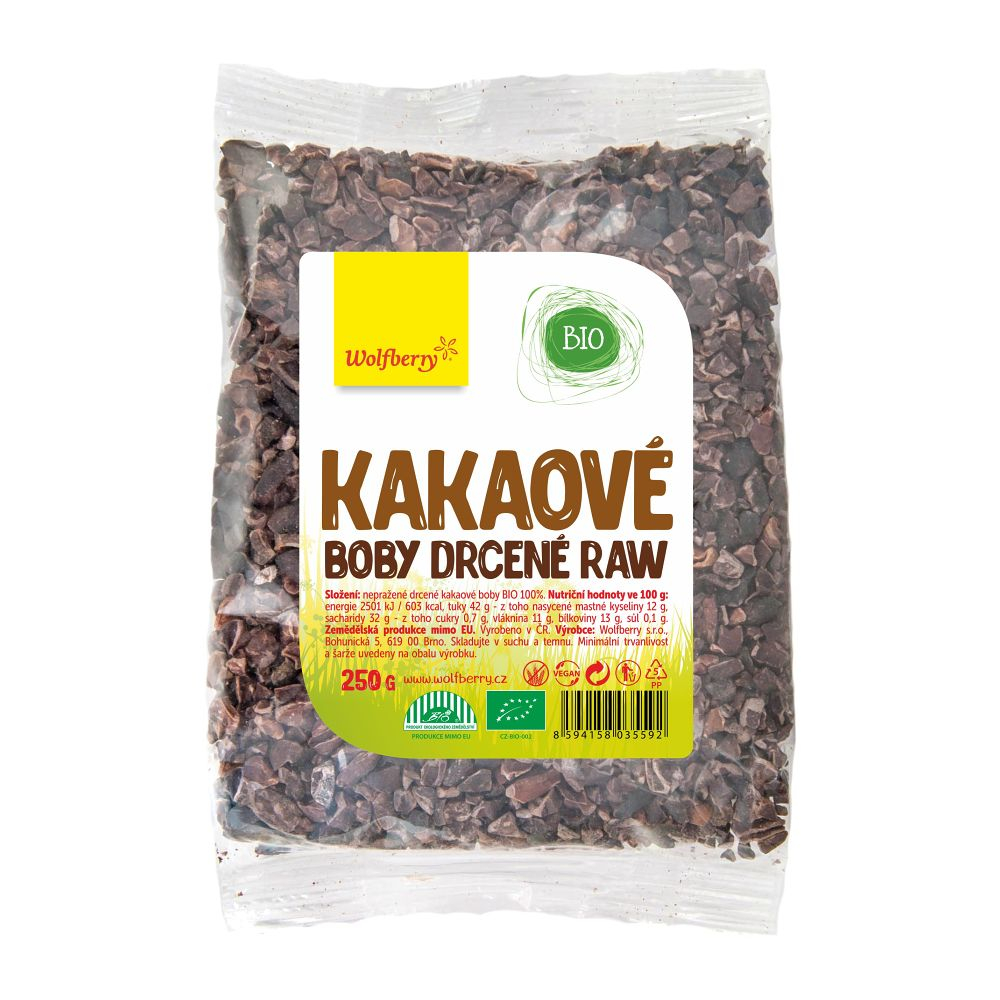 WOLFBERRY Kakaové bôby drvené BIO 250 g